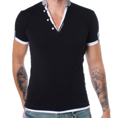 RedBridge 2in1 Herren T-Shirt mit Knopfleiste R-1540 Slimfit double layer look
