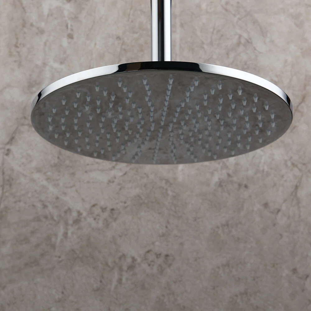 US 10"Round Bathroom Shower Head Chrome Rainfall Ceiling/Wall Mount Replaceable