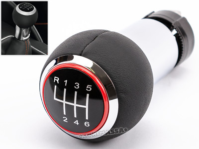 Audi A4 B8 DoLED, Pomello Del Cambio, Telaio Cromato, Cucitura Rossa, 5 Marce, Per Aste Del Cambio Da 23 Mm, Compatibile Con Golf 4 Bora Pomello Cambio Led Rosso - Foto 3