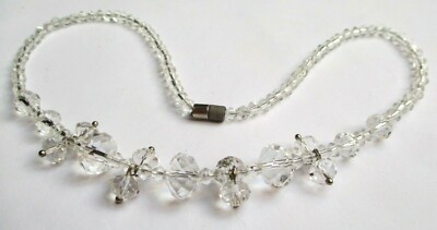 Collier Vintage Perles Tubes En Pâte De Verre - Fermoir à Vis Argenté, état Impeccable, Occasion