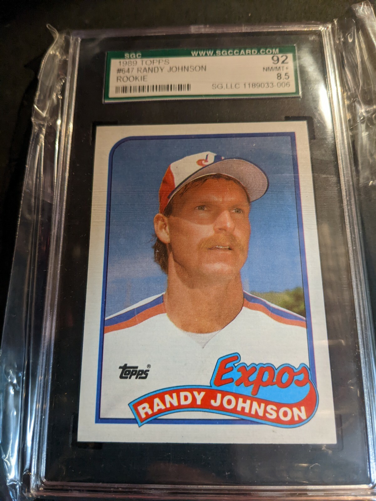Randy Johnson SGC 92 NM/MT+1989 Topps Rookie #647 RC card Montreal ...