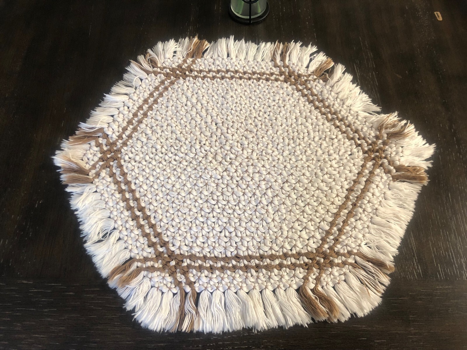 Beautiful handmade woven doily centerpiece table  layer cottage core grandma