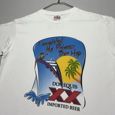 VTG 90s Dos Equis Shirt - White - Princess Bar Hop - Summer Beach - LARGE