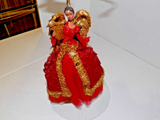 AFRICAN AMERICAN 9" ANGEL PLAYING HARP CHRISTMAS TREE ORNAMENT