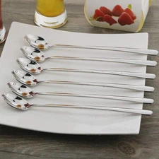 Set Of 6 Long Handle Spoon 9-inch Ice Tea Premium 18/10 Stainless Steel Iced