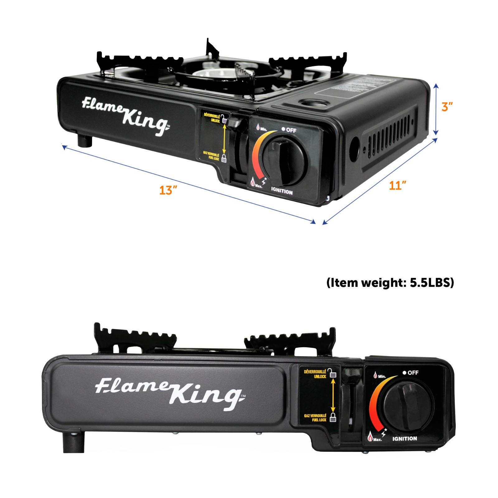 Portable Dual Fuel Butane/Propane Camping Stove Burner with Carry Case-Black