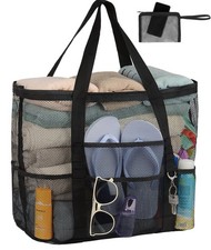 iminuo Mesh Beach Bag Vacation Essentials - Large Tote Pool X-Large, Black