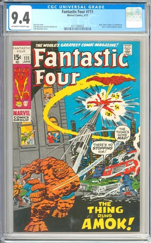Fantastic Four #111 High Grade Bronze Age Vintage Marvel Comic 1971 CGC 9.4
