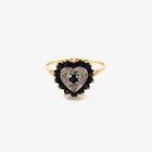 14K Yellow Gold Sapphire and Diamond Heart Shaped Ring Size 7 #QG2