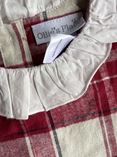 Ollie's Place kids girls size 5 red check flannel collared dress, VGUC - Picture 3 of 3