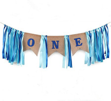 1St Birthday Decorations,Baby Boy'S First Birthday Banner,Burlap Highchair Banne