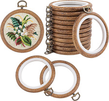, 15 Pack round Mini Embroidery Hoops 4 Inch Imitated Wood Display Frame Circle