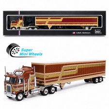 IXO Model 1:64 1976 Kenworth K100 Aerodyne Semi Truck with Modern Trailker Brown