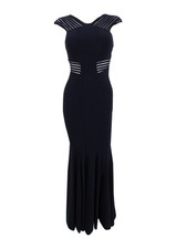 Betsy  Adam Women's Illusion Stripe Mermaid Gown