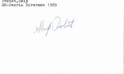 1980's -Skip Probst- Signed/Autograph/Auto Index Card Peoria Rivermen NHL