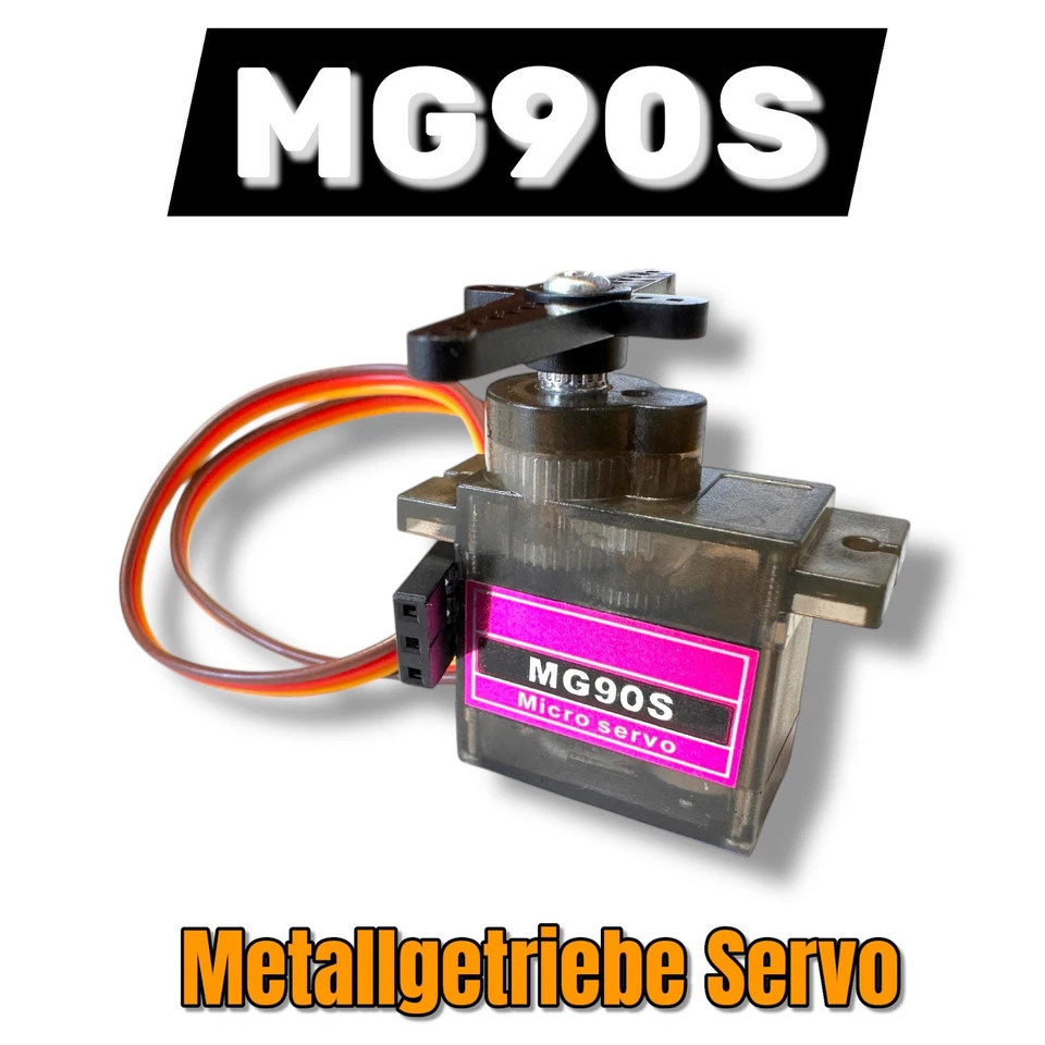 5 Stück Servo MG90S Metallgetriebe Mini Micro JR Stecker Flugzeug Ruderhorn 13g - Bild 2 von 4