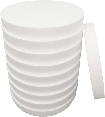 8 Inch 10-Pack Foam Circles for Crafts (1'' Thick), Polystyrene Round Foam Disc f