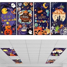 4 Pcs 4 x 2 Feet Fluorescent Light Covers for Ceiling Lights Classroom Spooky