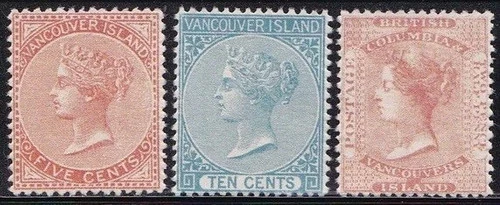 Vancouver Island & BC 1860-1865 QV Pref set MNH Reproduction Stamp sv
