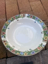 VELVET FACES 104 9.25” Serving Bowl InTernational Tableworks Pansies Pansy