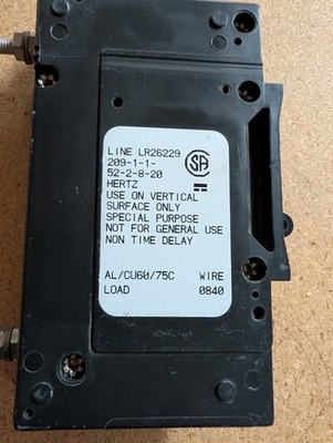 Airpax M209 100A 125V DC Single Pole Magnetic Circuit Breaker