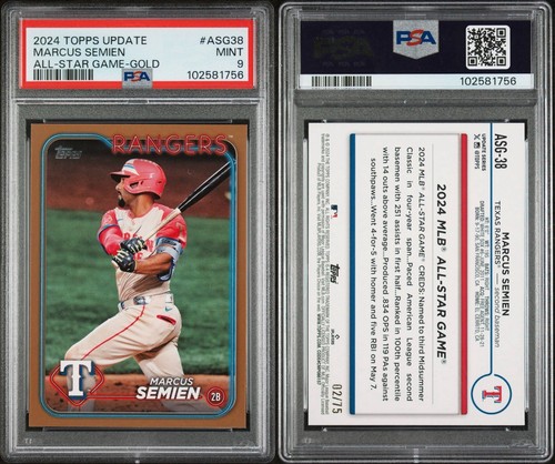 2024 Topps Update Marcus Semien /75 All Star Game ASG-38 Rangers PSA Mint Pop 1 - Bild 3 von 3
