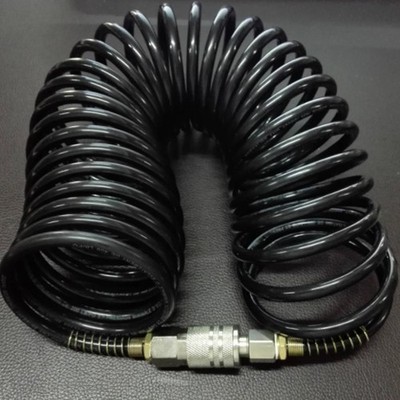 25ft 1/4'' NPT Recoil Air Hose Re Coil Spring Ends Pneumatic Air Compressor Tool.