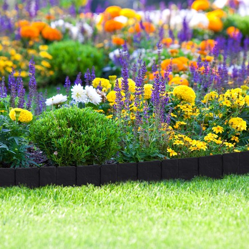 100 x Beetzaun Zaunelement Rasenkante Beetumrandung Beetkante Steinoptik schwarz - Bild 2 von 9