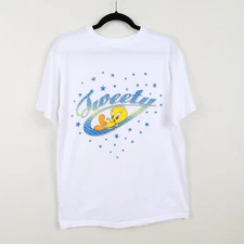 Vintage 90s Cute Tweety Bird Looney Tunes Stars White Cartoon Celestial Medium