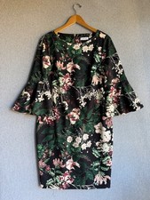 Calvin Klein Dress Womens 12 Floral Garden Flared Sleeves Elegant Office Career