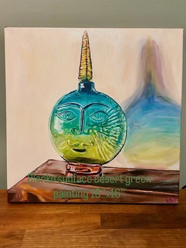 PaintingOf Blenko Glass Sunface Decanter Desert Green Prints