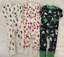 LOT 3 Hanna Andersson Holiday Christmas Organic 1pc Zip Pajamas 18-24 m Baby