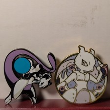 Pokemon Mewtwo Enamel Pins Set 2x Nintendo Collectible Lapel Badges Bundle