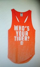 Victoria's Secret Pink MLB Detroit Tigers Shirt XS Extra Small Orange Tank Top