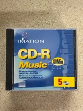 Imation CD-R Muisc Digital Audio 80 Minute 5 Count w/ Jewel Cases New Sealed