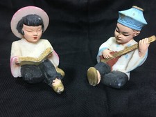 Vintage 1950s Salt Stone Figurine Set of 2 Boy & Girl Figurines 3  Tall