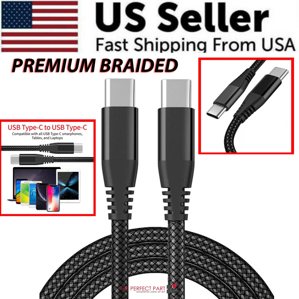 Braided USB C Type-C Fast Charging Data SYNC Charger Cable Cord 3/6/10FT Lot - Image 4 of 4