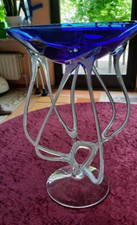 Kristall - Schale* flirt + Blau+2 farbig+Höhe 28 cm+Ablage +D/19 cm+Top