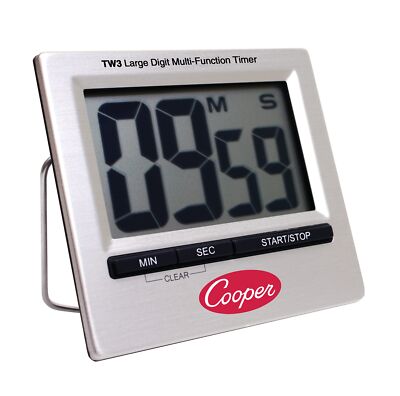 Cooper-Atkins TW3-0-8 Stainless Steel Large Digit Timer Time Range 99 Minutes 59