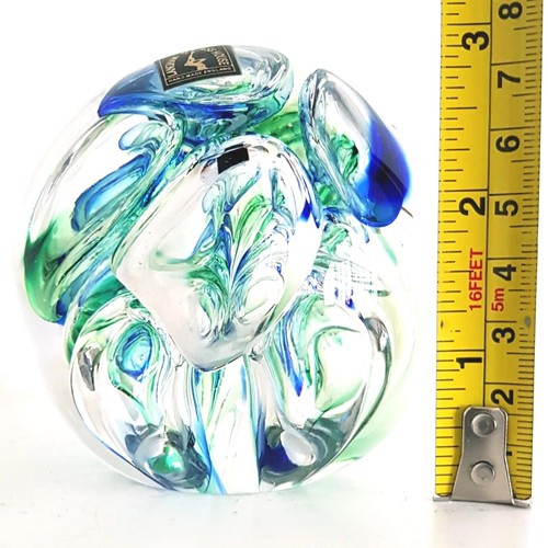 Langham Fakenham, Norfolk, UK abstract glass paperweight with makers sticker - Picture 8 of 9
