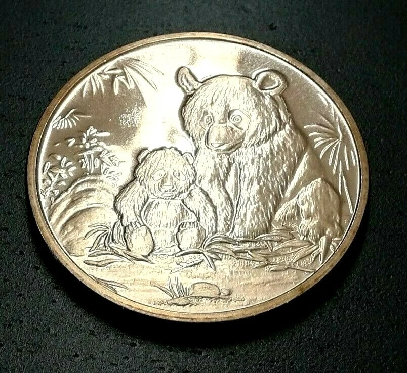 Moneda Cobre Oso Panda Y Osezno 1 Oz Copper Pure Puro 999 Año 2012