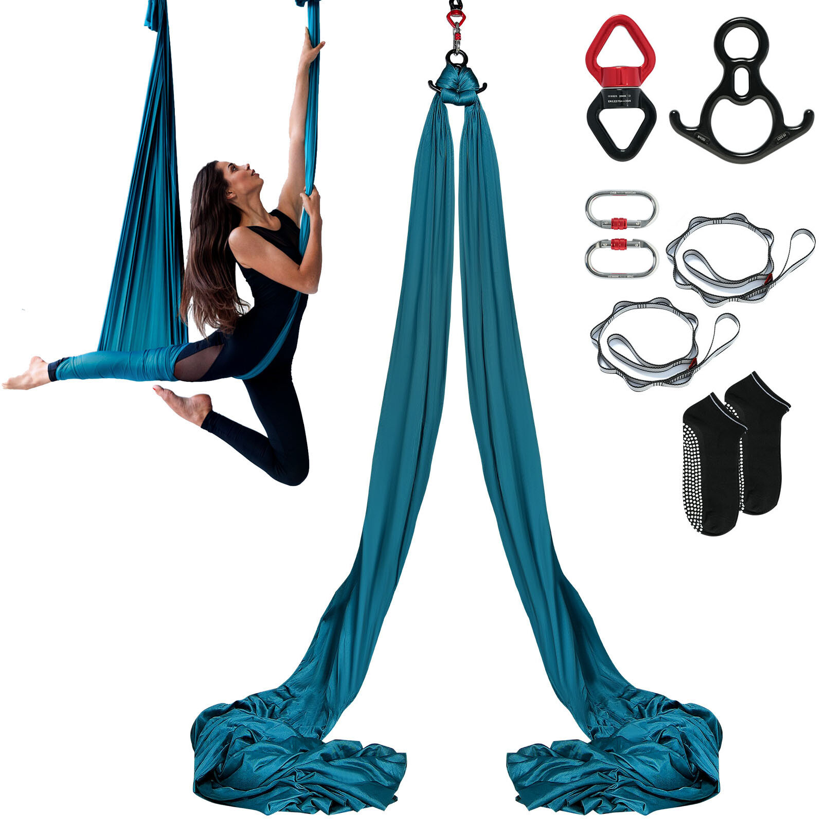 Hamac de yoga aérien kit balançoire de danse verte suspendue 8m