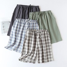 Mens Plaid Sleep Shorts Soft Comfy Drawstring...