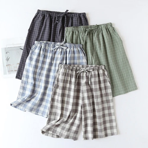 Men's Plaid Sleep Shorts Soft Comfy Drawstring Pockets Cotton Pj Pajama Bottoms - Picture 2 of 24