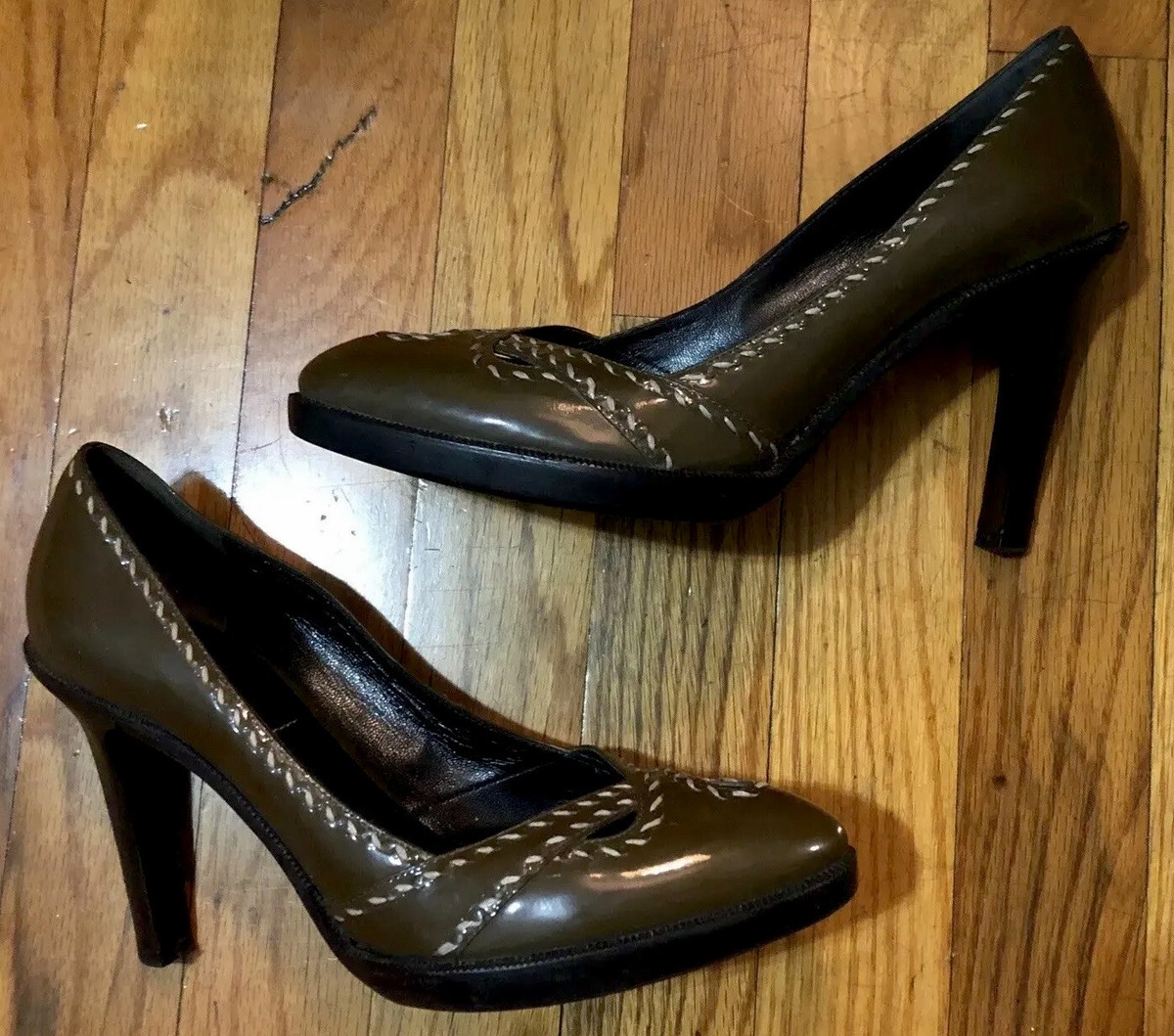 Bottega Veneta Patent Leather Shoes Heel Pumps 37.5 Vintage Platform Sandal $750 View 2