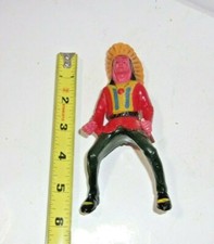 Vintage American Indian Chief Hard Plastic Figure Cowboy Western Toy