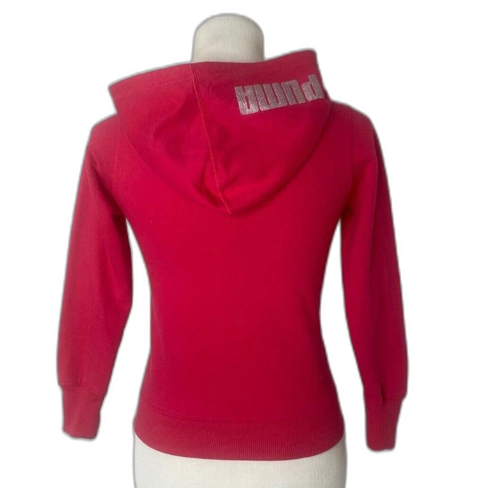 Girl’s Medium Hoodie Puma Pink and Silver Full Zip Long Sleeve Athletic - Image 3 of 4