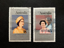 1977 AUSTRALIA SILVER JUBILEE REIGN QUEEN ELIZABETH II PAIR 18C 45C QEII - USED
