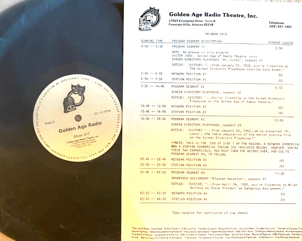 GOLDEN AGE OF RADIO #416 MR LUCKY 1/20/50, DANGEROUS ASSIGNMENT 4