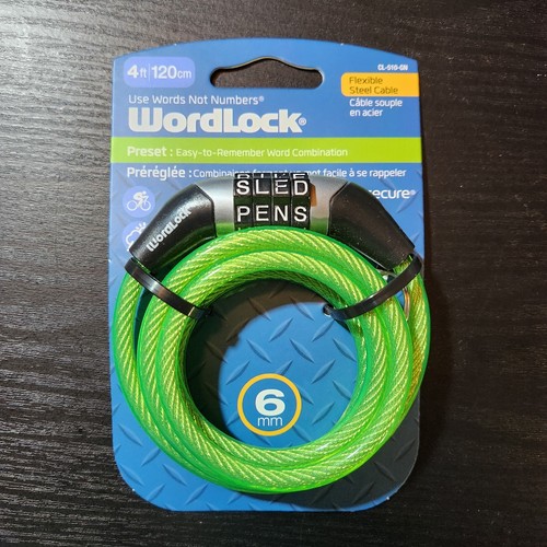 Wordlock CL-510-GN 4ft x 6mm Combination Non-Resettable Cable Lock (Green) NEW - 第 1/2 張圖片